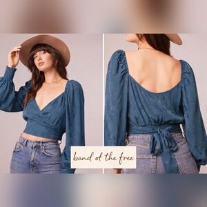 NWT Band of the Free Camille Crossover Deep Teal Crop Top Boho Size Small